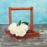 Ящик-кашпо подарочный для цветов и макарун, ручка деревянная (складная), мокко 