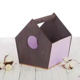 Деревянный ящик‒домик серо‒сиреневый, 15 × 16.5 × 18.5 см 