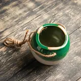 Кашпо керамическое подвесное "Круглое" зеленое 11*11*9 см  - фото 2