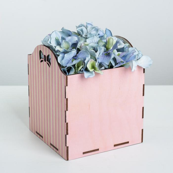 Кашпо флористическое «Полоски», розовый, 15 × 15 × 16.8 см 
