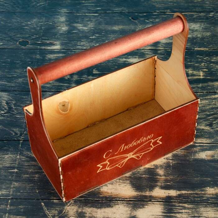 Ящик-кашпо подарочный Мэлони Дэмур "С Любовью", ручка деревянная, красное дерево 