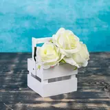 Ящик-кашпо подарочный "Однушка Лайт", двухреечный, ручка деревянная (складная), белый 