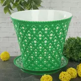 Горшок с поддоном 2 л "Ривьера", цвет зеленый 