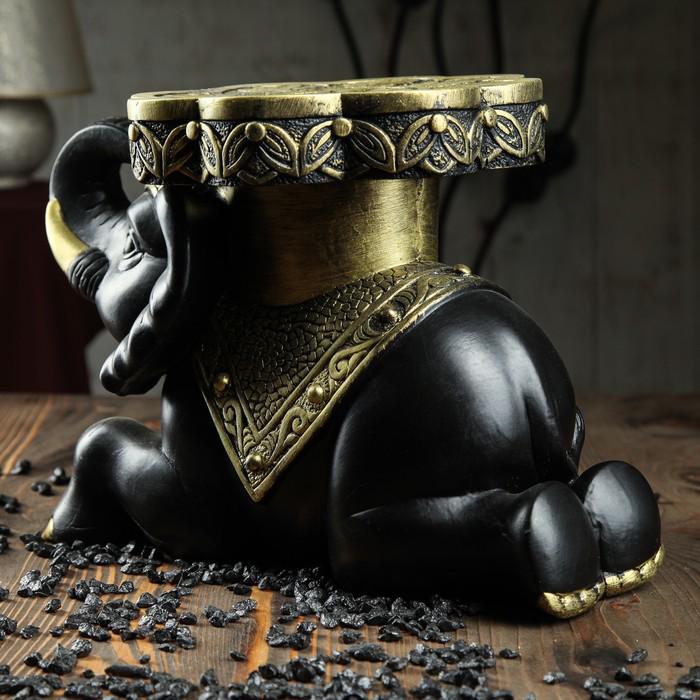 Сувенир-подставка "Индийский слон" 39 х 26 см чёрный с золотом 