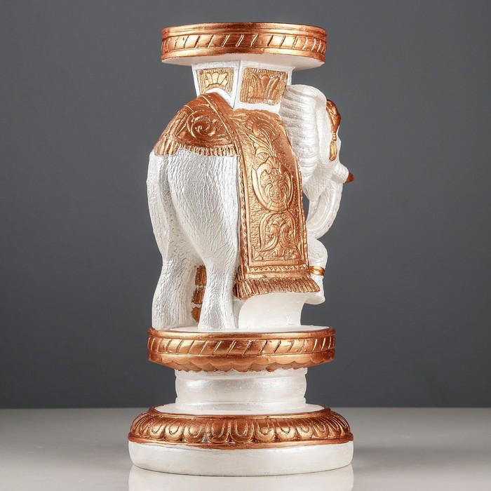 Подставка декоративная "Индийский слон", бело-золотой, 35 см 