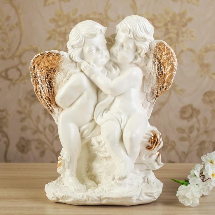Статуэтка "Пара ангелов на камне" позолота, 36 см 
