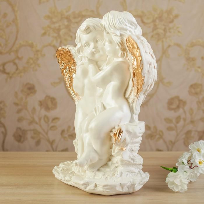 Статуэтка "Пара ангелов на камне" позолота, 36 см 