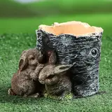 Фигурное кашпо "2 зайца возле пня"  - фото 4