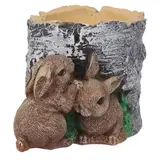 Фигурное кашпо "2 зайца возле пня"  - фото 2