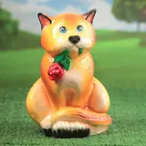 Садовая фигура "Кот с цветком" глянец, оранжевая 