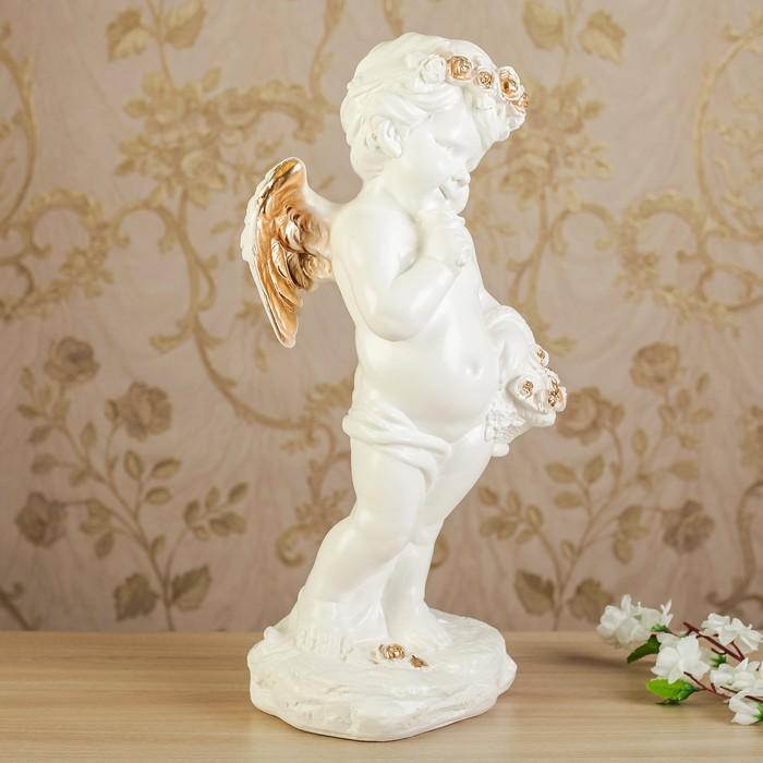 Статуэтка "Ангел девочка с корзиной" позолота, 48 см 
