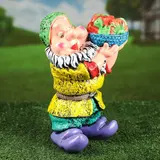 Садовая фигура "Гном с овощами", жёлтый колпак, 37 см 