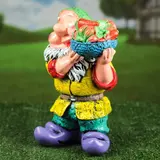 Садовая фигура "Гном с овощами", жёлтый колпак, 37 см  - фото 4