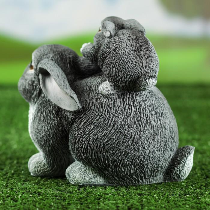 Садовая фигура "Заяц с зайчонком" серая, 19*15*23 см 