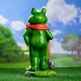 Садовая фигура "Лягушка в платке с лопатой" 48см  - фото 3