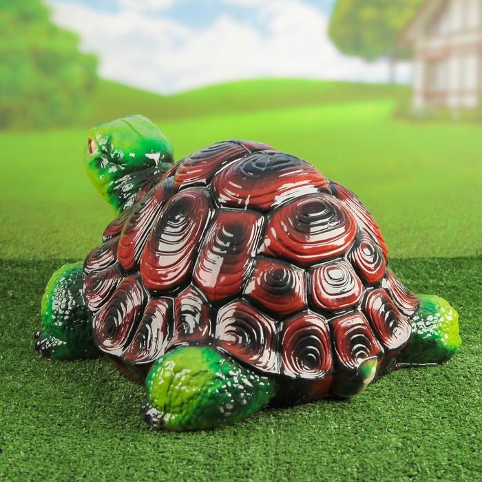 Садовая фигура "Черепаха" большая, глянец, зелёная 