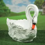 Садовая фигура под кашпо "Лебедь большой", белый, 50 см 