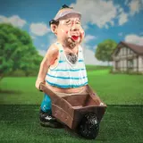 Садовая фигура с кашпо "Фермер с тачкой", микс  - фото 9