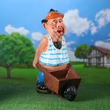 Садовая фигура с кашпо "Фермер с тачкой", микс  - фото 3