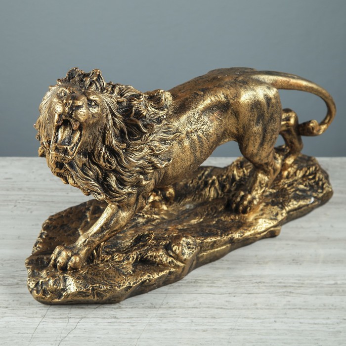 Статуэтка "Рычащий лев", бронзовый цвет, 22 см 