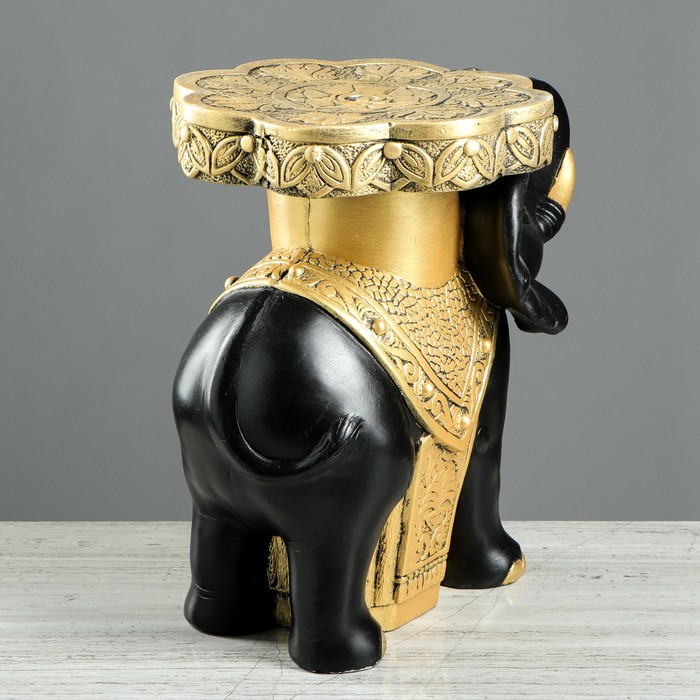 Подставка напольная "Слон" 34 см, черно-золотой 