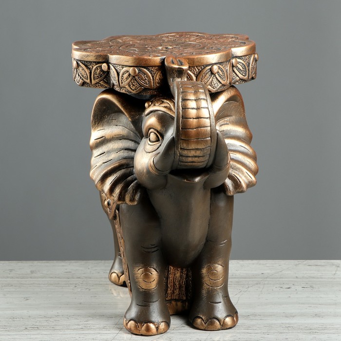 Подставка напольная "Слон" 33 см, коричнево-золотой 