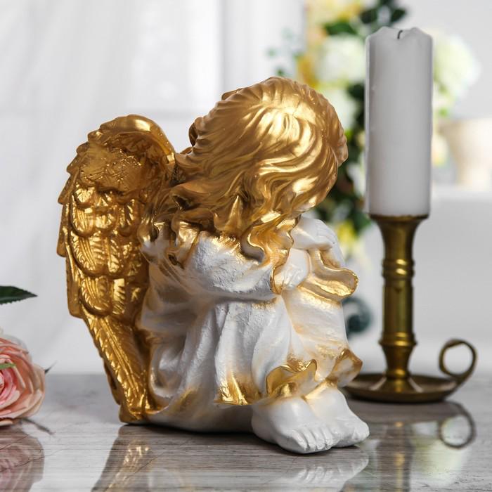 Сувенир "Спящий ангел" белый с золотом 