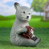 Садовая фигура "Медведь с бочкой меда" серый 28см  - фото 2
