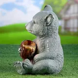 Садовая фигура "Медведь с бочкой меда" серый 28см  - фото 3