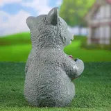 Садовая фигура "Медведь с бочкой меда" серый 28см 