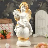 Статуэтка "Ангел на шаре с гуслями", позолота  - фото 3