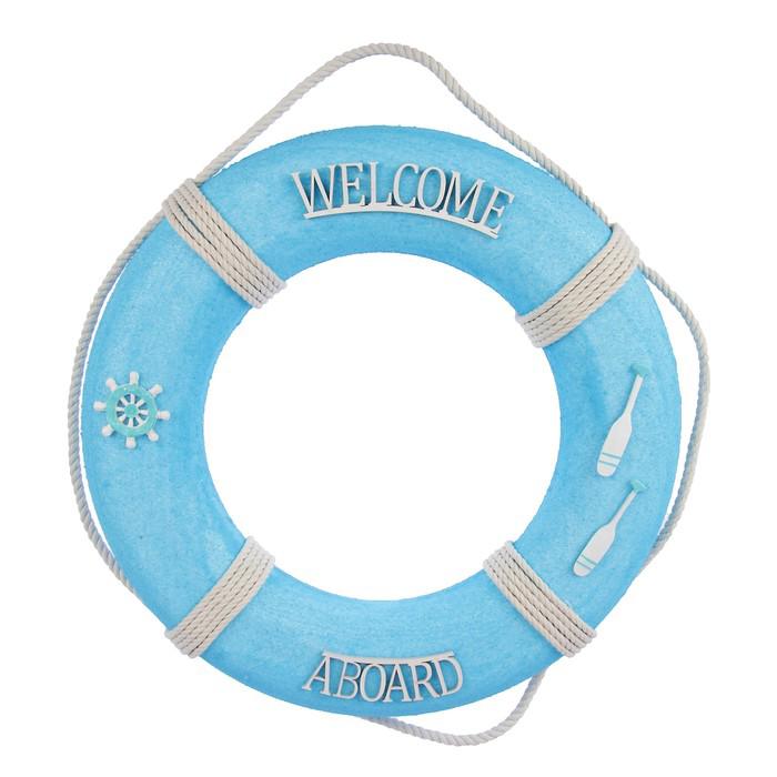 Спасательный круг с бечевкой "welcome abroad", 7*46*46 см, голубой 