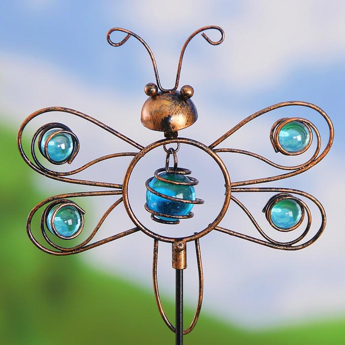 Декоративный штекер "Бабочка" голубые бусины 