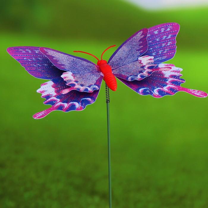 Декоративный штекер "Бабочка махаон с блёстками" микс 