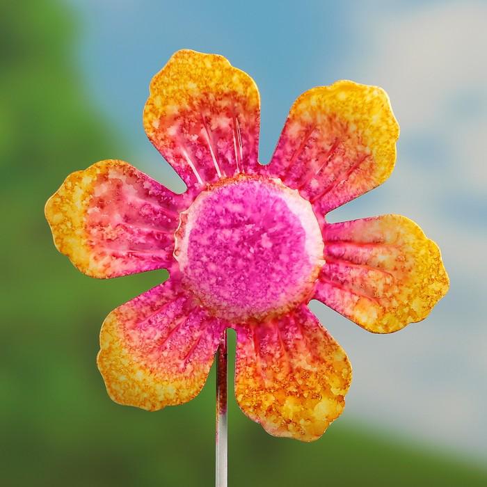 Декоративный штекер "Солнечный цветок" розовый 