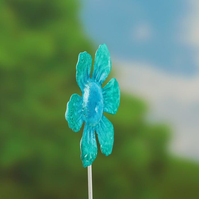 Декоративный штекер "Солнечный цветок" голубой 