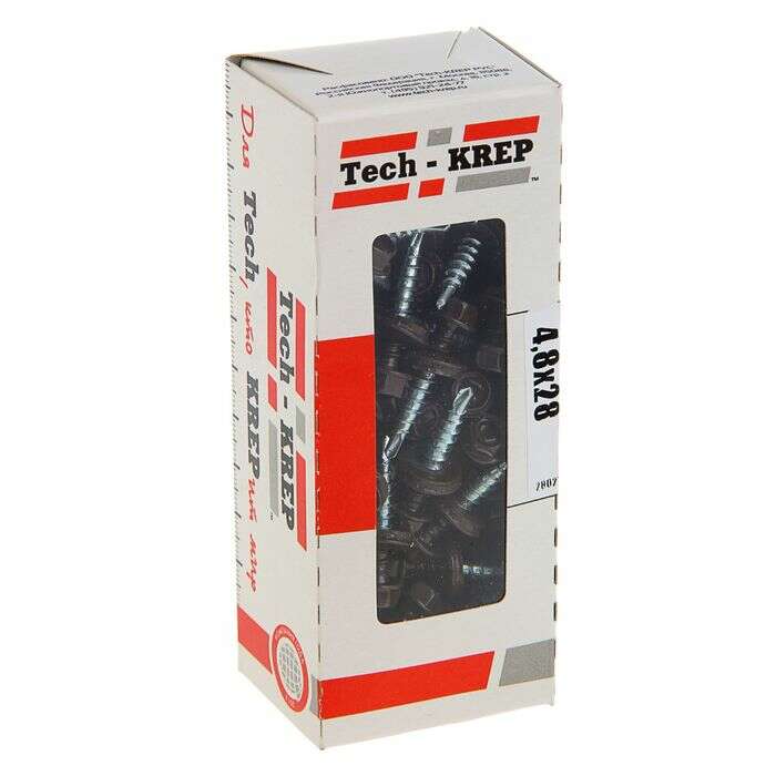 Саморезы кровельные TECH-KREP, 4.8х28 мм, сверло, коричневый шоколад RAL 8017, 60 шт. 