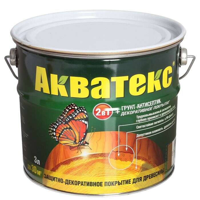 Грунт-антисептик "Акватекс", тик, 3 л 