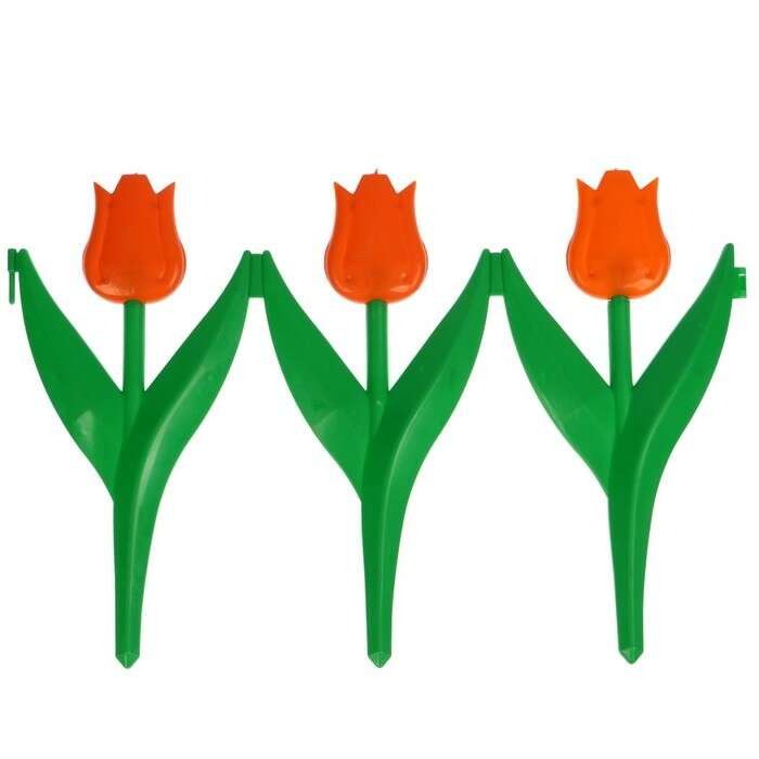 Ограждение декоративное, 30 × 225 см, 5 секций, пластик, оранжевый цветок, «Тюльпан» 