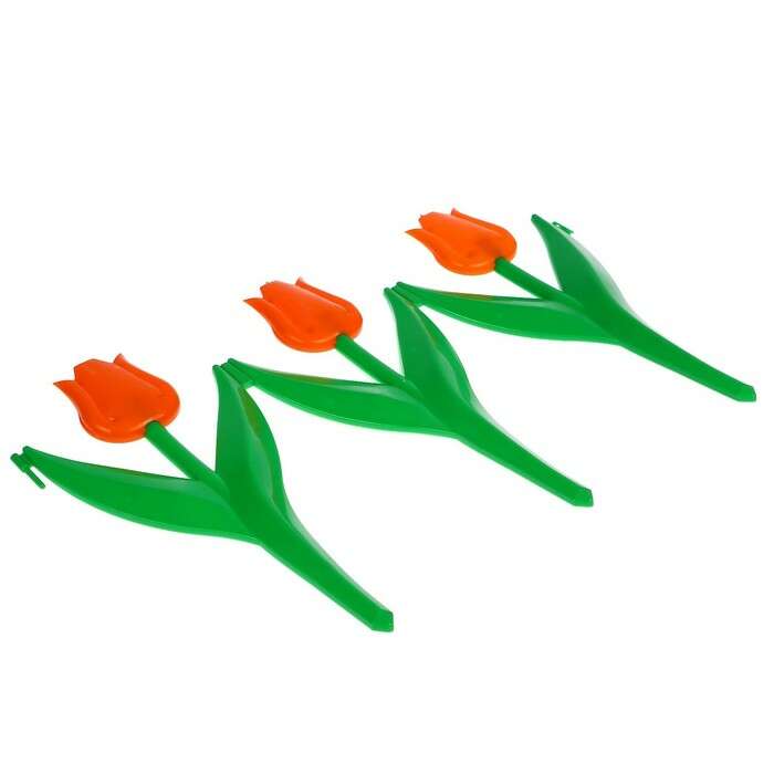 Ограждение декоративное, 30 × 225 см, 5 секций, пластик, оранжевый цветок, «Тюльпан» 