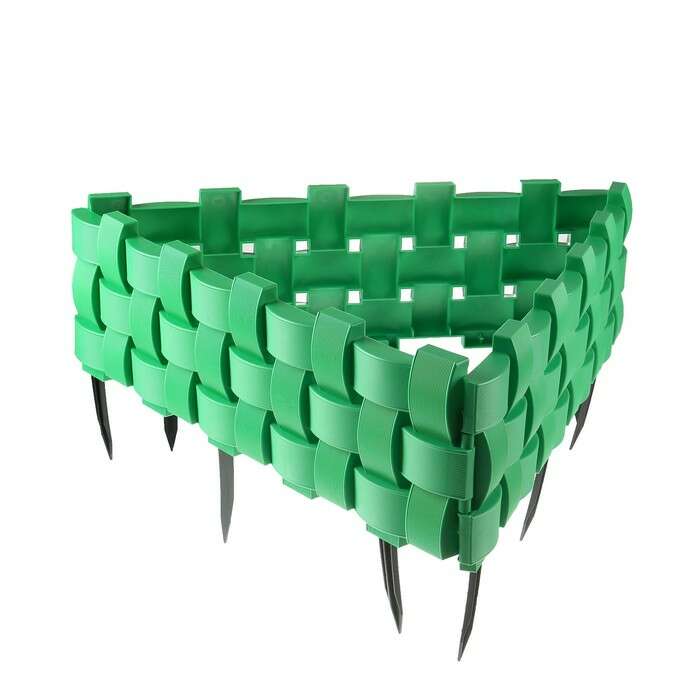 Ограждение декоративное, 27 × 240 см, 4 секции, пластик, зелёное 