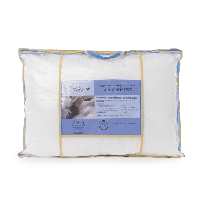 Подушка Лебяжий пух 70х70 см, полиэфирное волокно, микрофибра, п/э 100% 