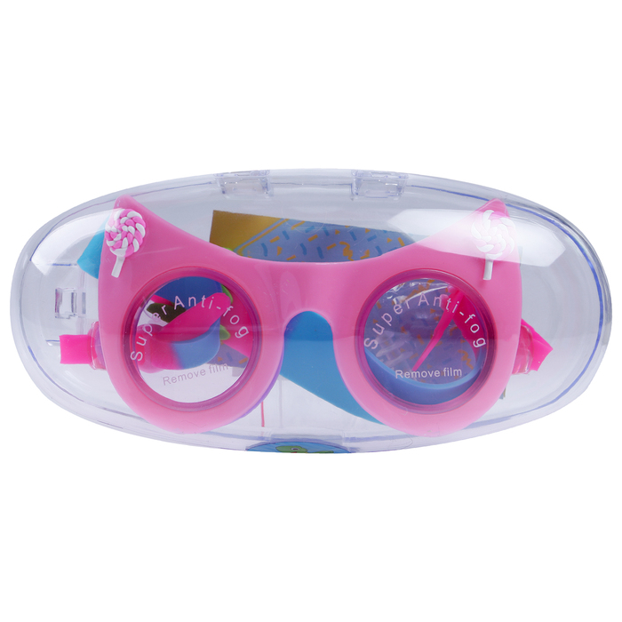 Очки для плавания, детские Кошечка, цвет розовый 