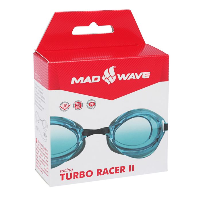Очки для плавания стартовые Turbo Racer II, цвет голубой 