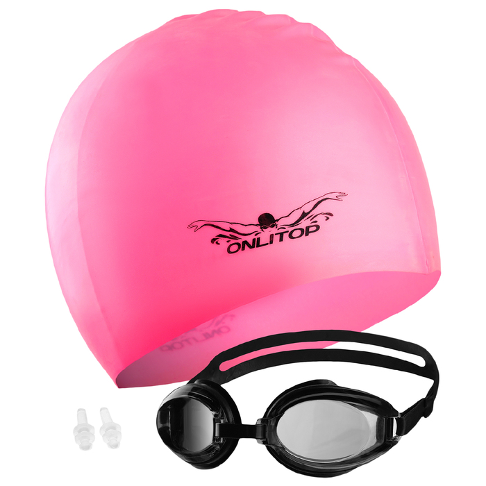 Набор для плавания, 2 предмета: очки, шапочка, цвета МИКС 