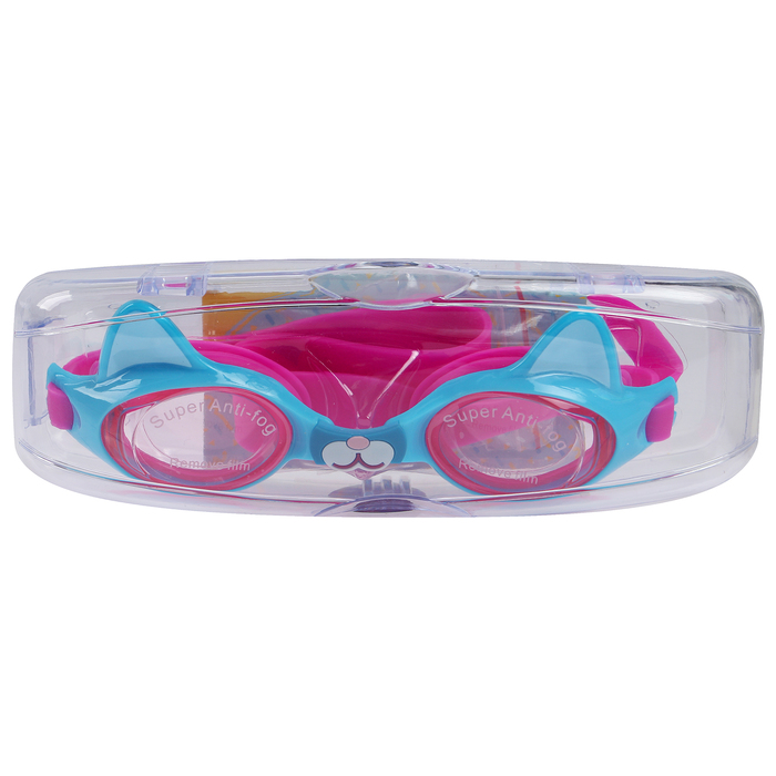 Очки для плавания, детские Котенок, цвет розово-голубой 