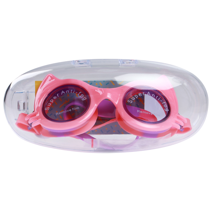 Очки для плавания, детские Кошечка, цвет розовый 