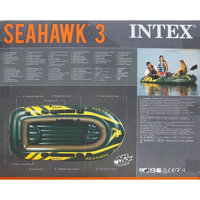 Лодка Seahawk 3, трёхместная, с сиденьями, до 300 кг 68380 INTEX 