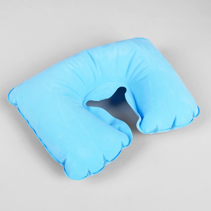 Подушка для шеи дорожная, надувная, 38 х 24см, цвет голубой 