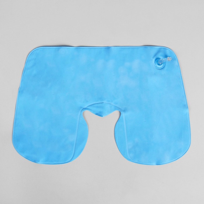 Подушка для шеи дорожная, надувная, 38 х 24см, цвет голубой 